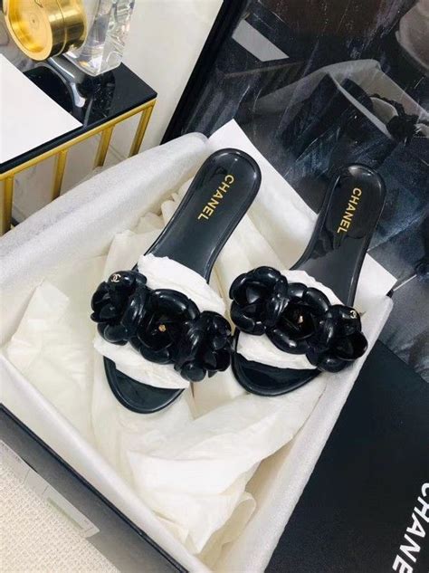 chanel slippers with flower|Chanel slippers price.